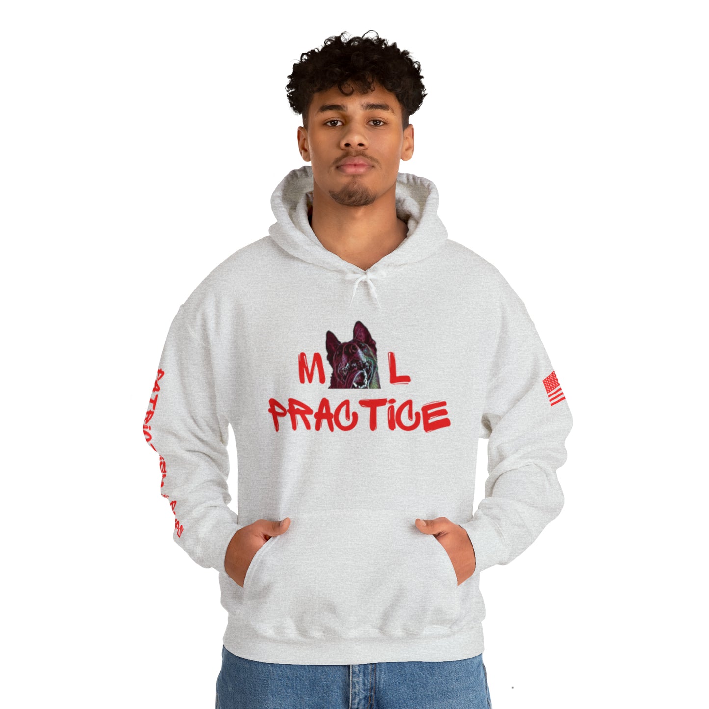 Mal-Practice Patriotism & Pups Hoodie w/American Flag