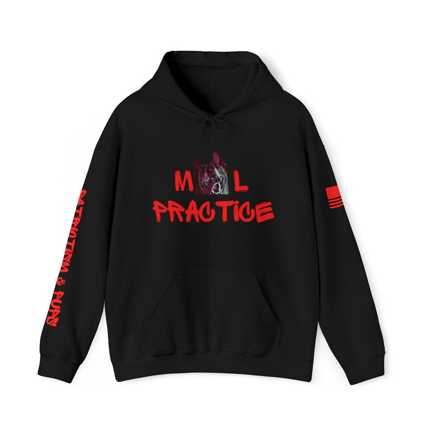 Mal-Practice Patriotism & Pups Hoodie w/American Flag