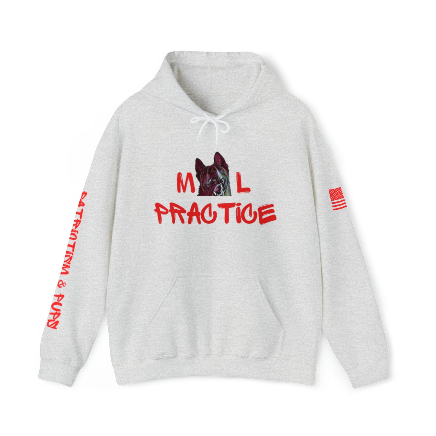 Mal-Practice Patriotism & Pups Hoodie w/American Flag