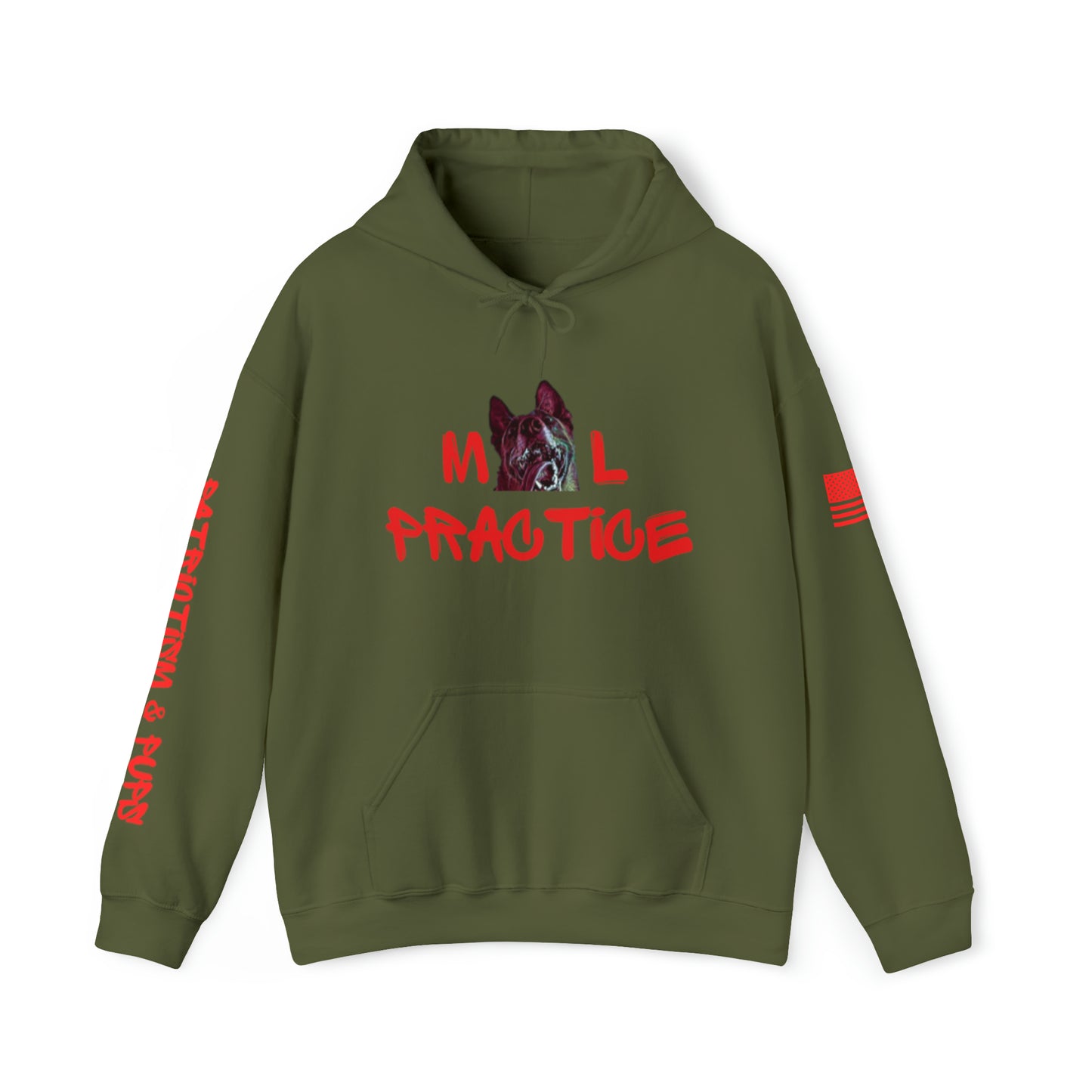 Mal-Practice Patriotism & Pups Hoodie w/American Flag