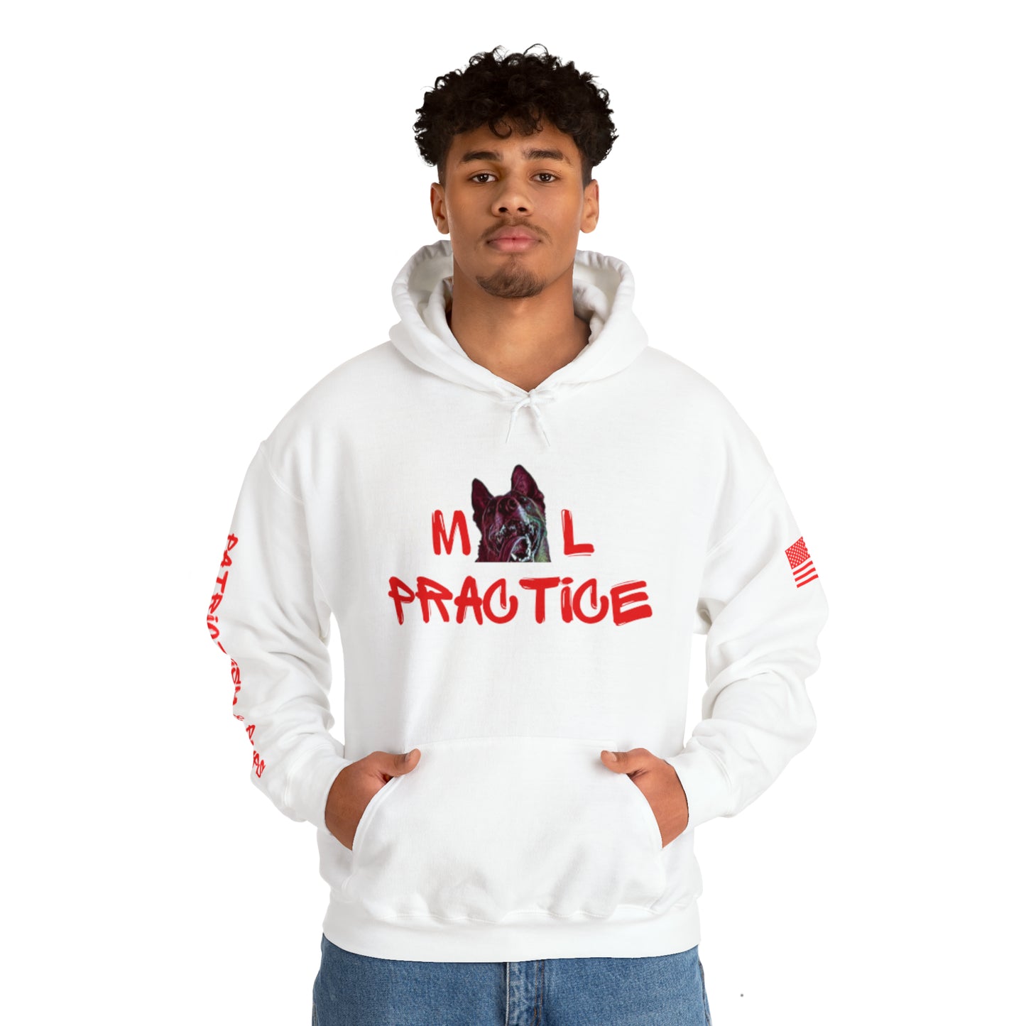 Mal-Practice Patriotism & Pups Hoodie w/American Flag