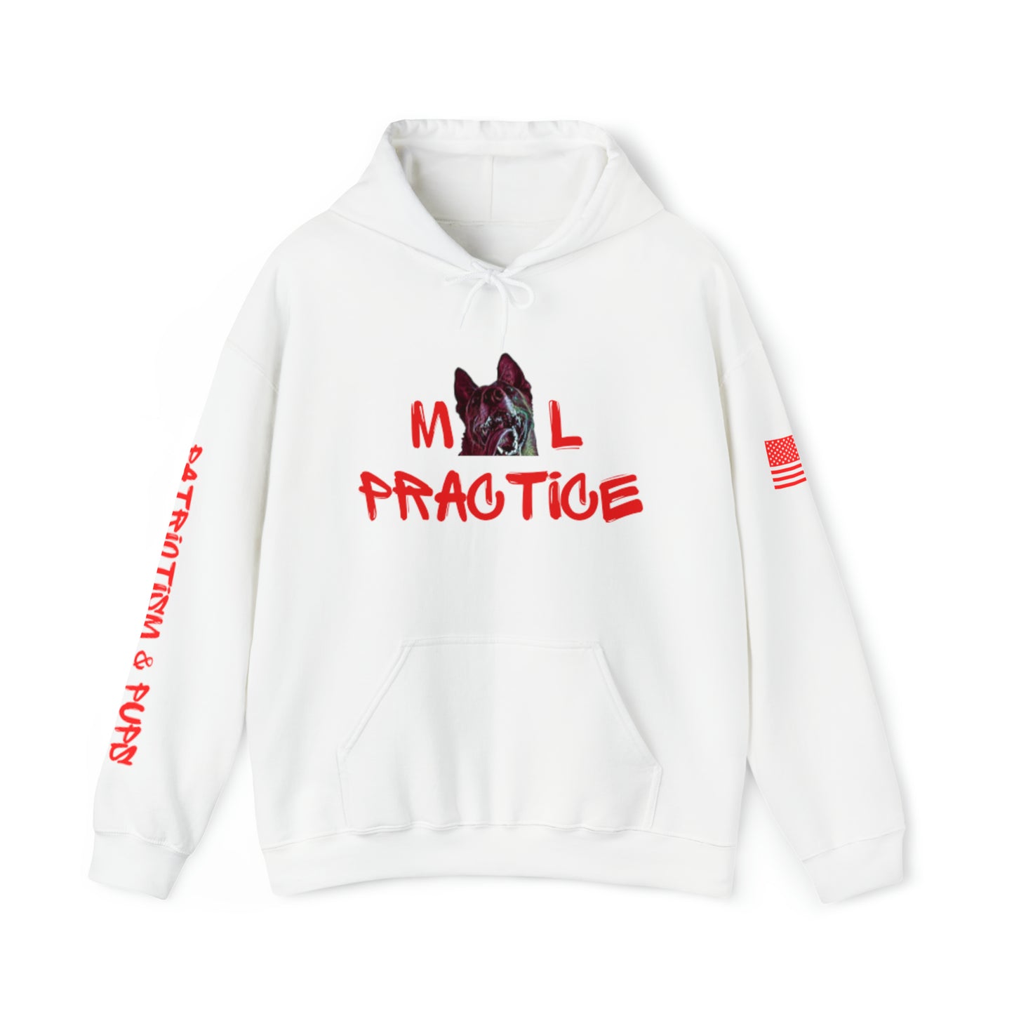 Mal-Practice Patriotism & Pups Hoodie w/American Flag