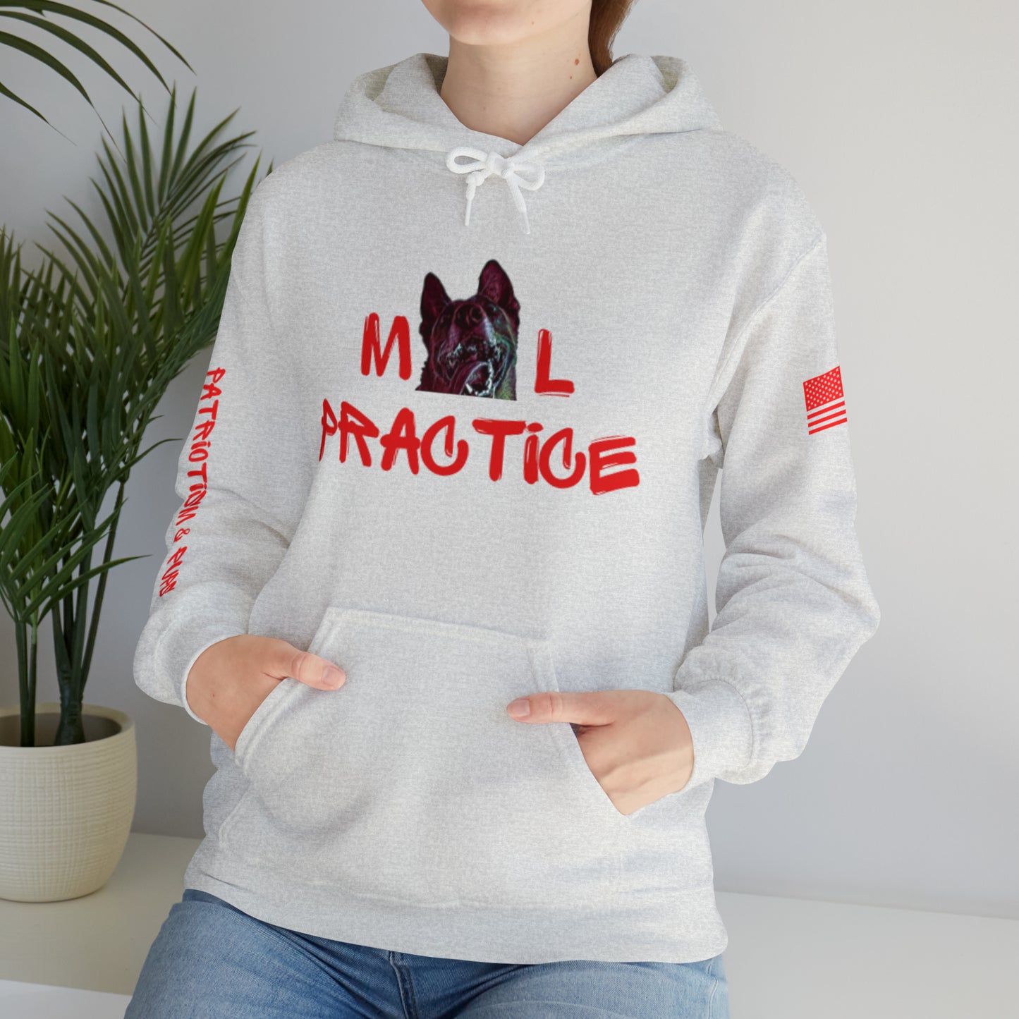 Mal-Practice Patriotism & Pups Hoodie w/American Flag